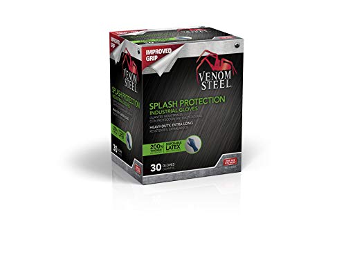 VEN6025 Venom Steel Latex Gloves, Splash Protection, Blue (Pack of 30)