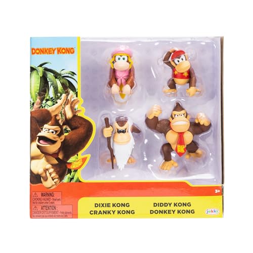 Nintendo 2.5 inch Limited Articulation Donkey, Diddy, Cranky, Dixie Kong, 4 Pack