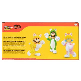 World of Nintendo 4" 3D World 3pk Cat Mario, Cat Luigi, and Cat Peach.