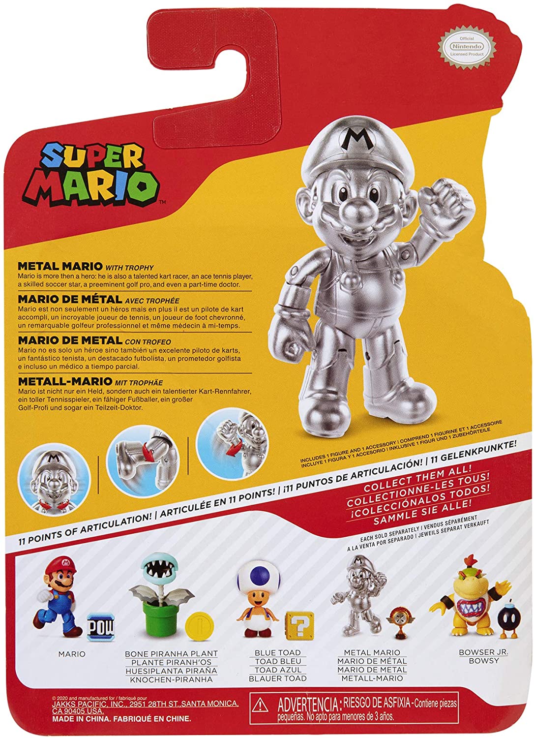Super Mario 4" Figure - Metal Mario With Trophy