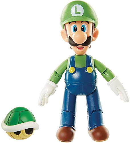 World of Nintendo Luigi with Green Koopa Shell 4 Inch Collectible Toys
