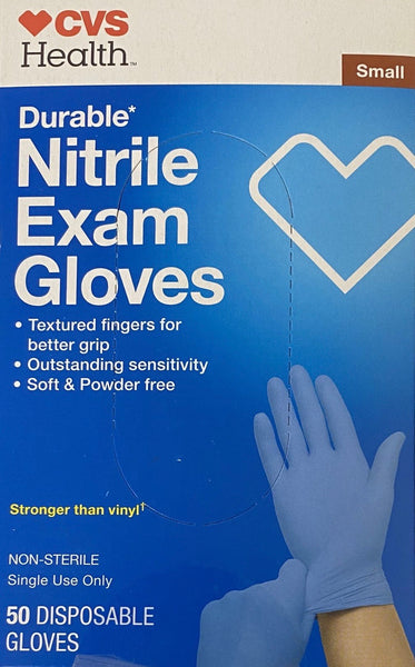 CVS Health, Nitrile Exam Gloves - 50 Gloves (Small)