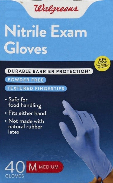 Walgreens, Nitrile Exam Glove - 40 Gloves (Medium)
