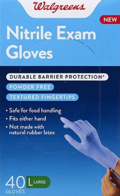 Walgreens, Nitrile Exam Glove - 40 Gloves (Large)