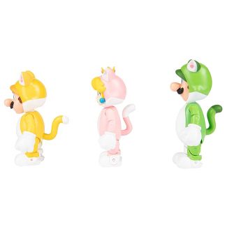 World of Nintendo 4" 3D World 3pk Cat Mario, Cat Luigi, and Cat Peach.