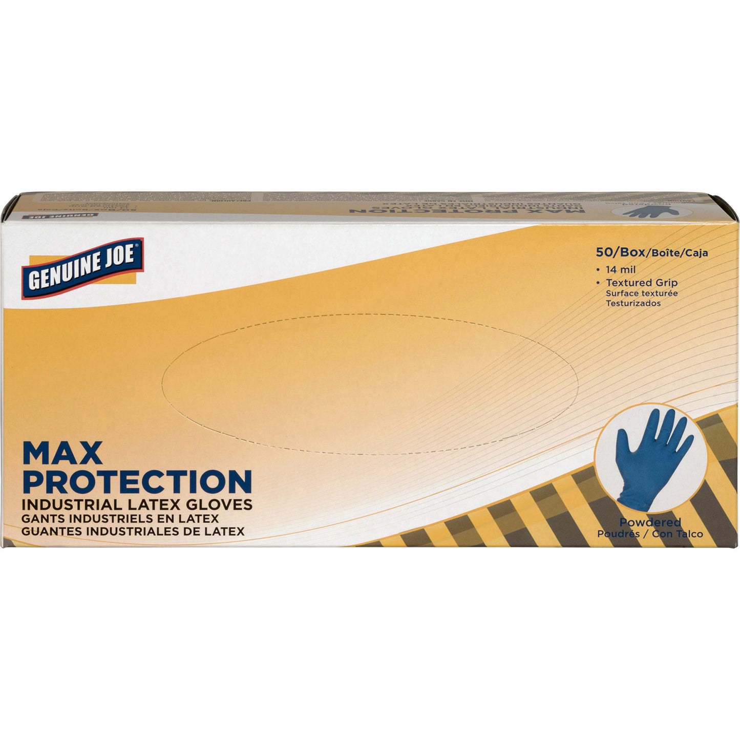 Genuine Joe Powdered Industrial Latex Gloves - X-Large Size - Latex - Dark Blue - Heavy Duty, Powdered - 50 Count