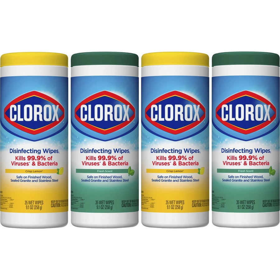 Clorox Disinfecting Wipes - 35 Wipes (4 pack, Fresh Scent & Crisp Lemon)