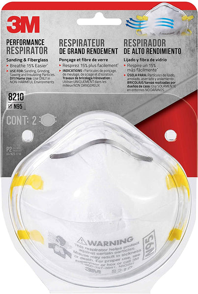 3M Sanding Fiberglass Face Mask Respirator 8210 - N95 - 2 Pack