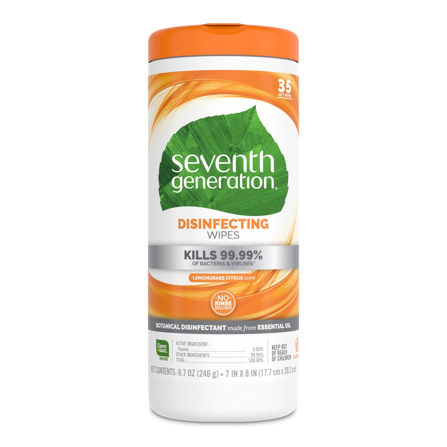 Seventh Generation Disinfecting Wipes Lemongrass and Citrus - 35 Wipes