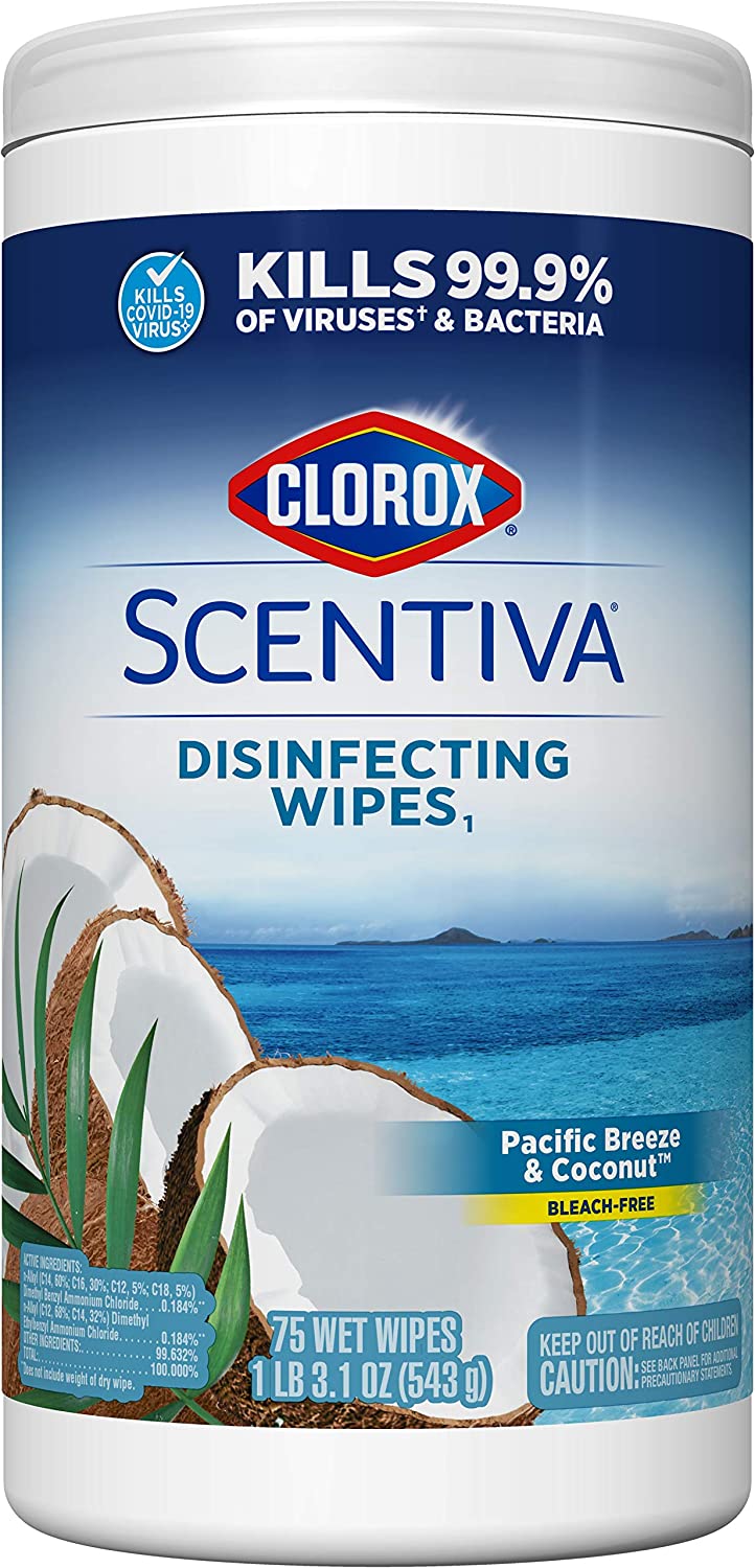 Clorox Scentiva Disinfecting Wipes, Pacific Breeze & Coconut 75 Wet Wipes