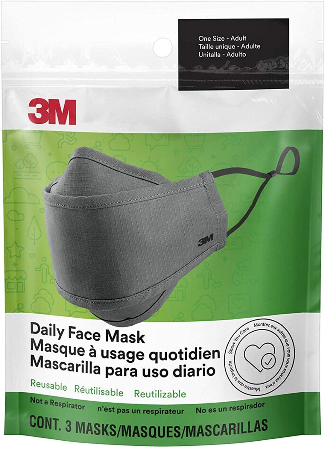 3M Daily Face Mask, Reusable - 3 Count