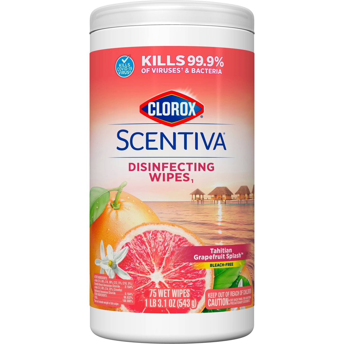 Clorox Scentiva Disinfecting Wipes - Tahitian Grapefruit - 75ct