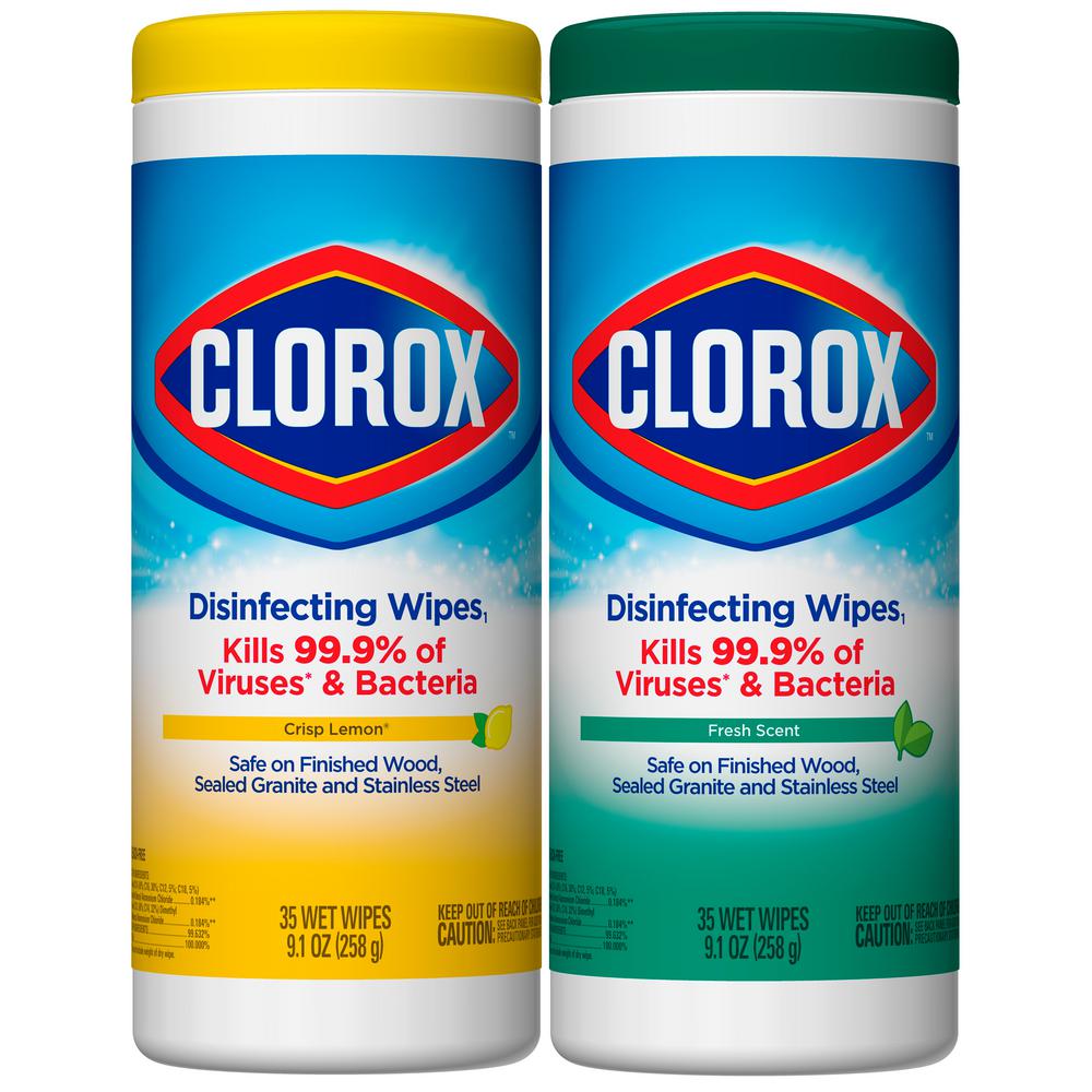 Clorox Disinfecting Wipes - 35 Wipes (2 pack, Fresh Scent & Crisp Lemon)