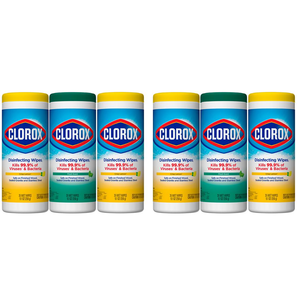 Clorox Disinfecting Wipes - 35 Wipes (6 pack, Fresh Scent & Crisp Lemon)