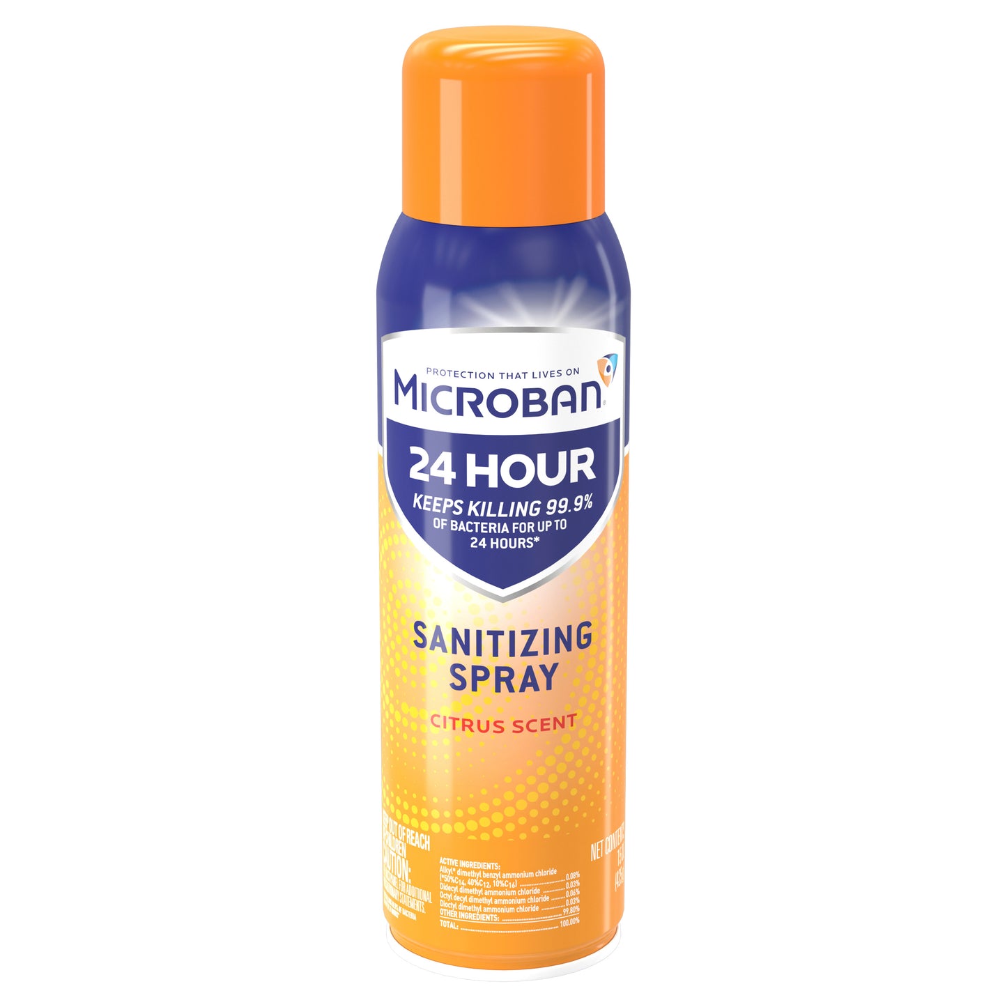Microban 24 Hour Disinfectant Sanitizing Spray, Citrus, 15 fl oz
