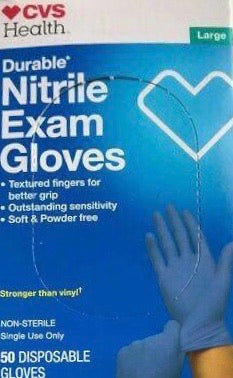CVS Health, Nitrile Exam Gloves - 50 Gloves (Large)