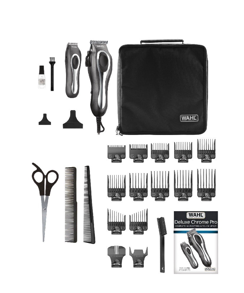 Wahl Deluxe Chrome Pro Clipper and Trimmer Kit 25 Pieces - 79650-1301