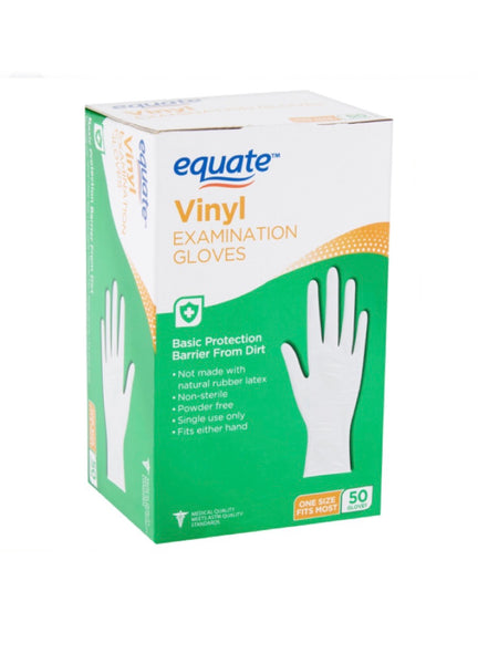 Equate Vinyl Examination Gloves - 50 Gloves (One Size Fit Most)