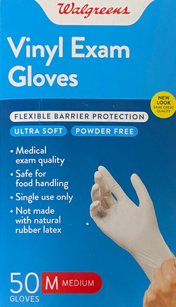 Walgreens, Vinyl Exam Gloves - 50 Gloves (Medium)