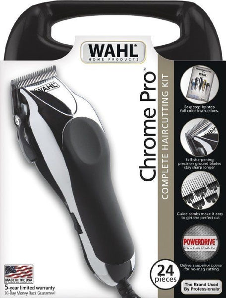 Wahl Chrome Pro Complete Haircutting Kit for Men – Powerful Total Body Clipping, Trimming, & Grooming - Model 79524-2501