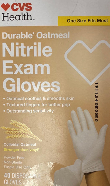 CVS Health, Oatmeal Nitrile Exam Gloves - 40 Gloves (One Size Fits Most)