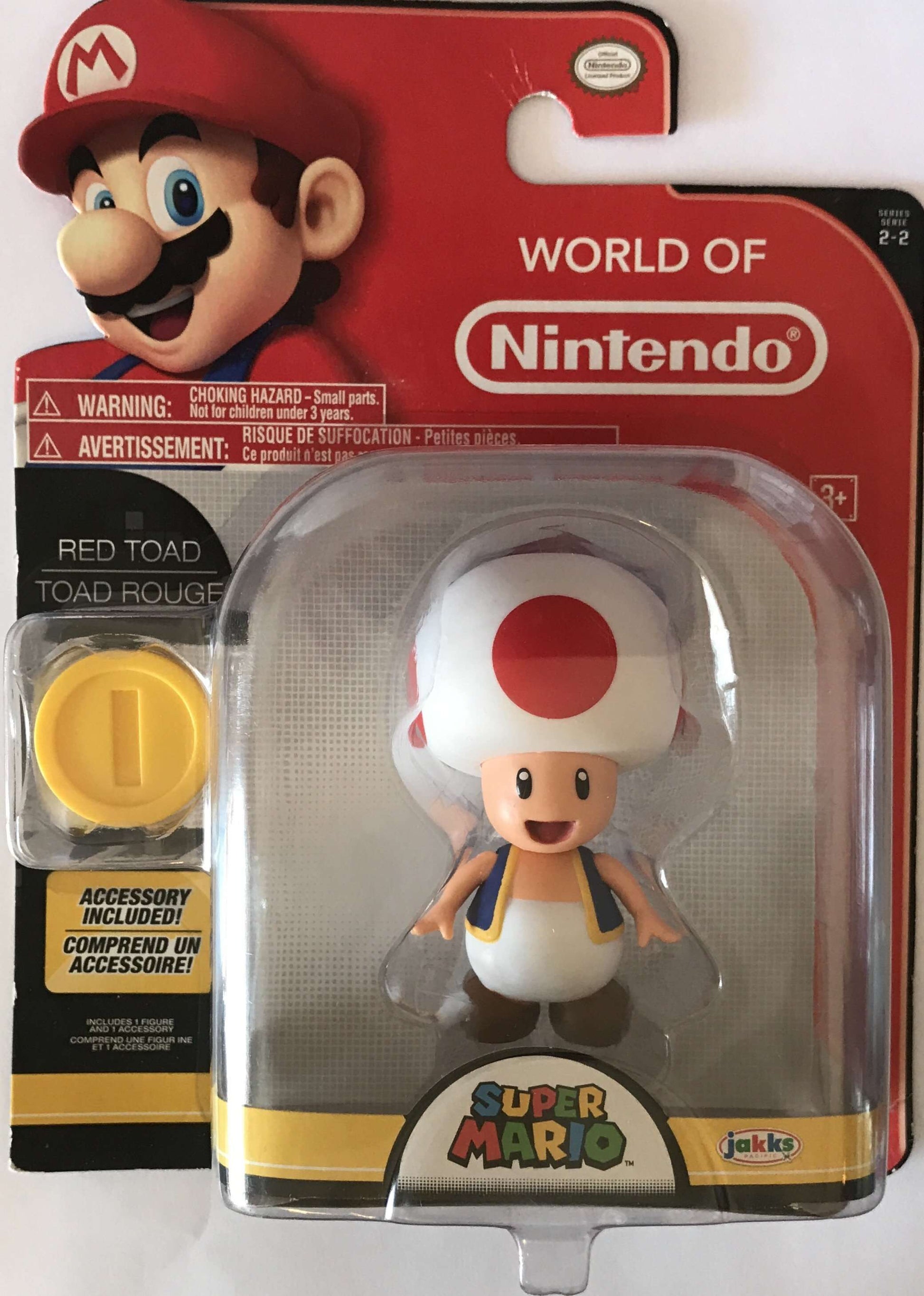 World of Nintendo Red Toad Action Figure 4 Inch with Coin Accessory