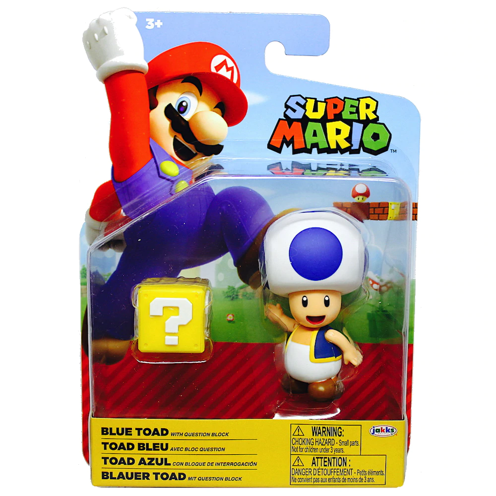 Super Mario 4" Figure - Blue Toad With Question Block
