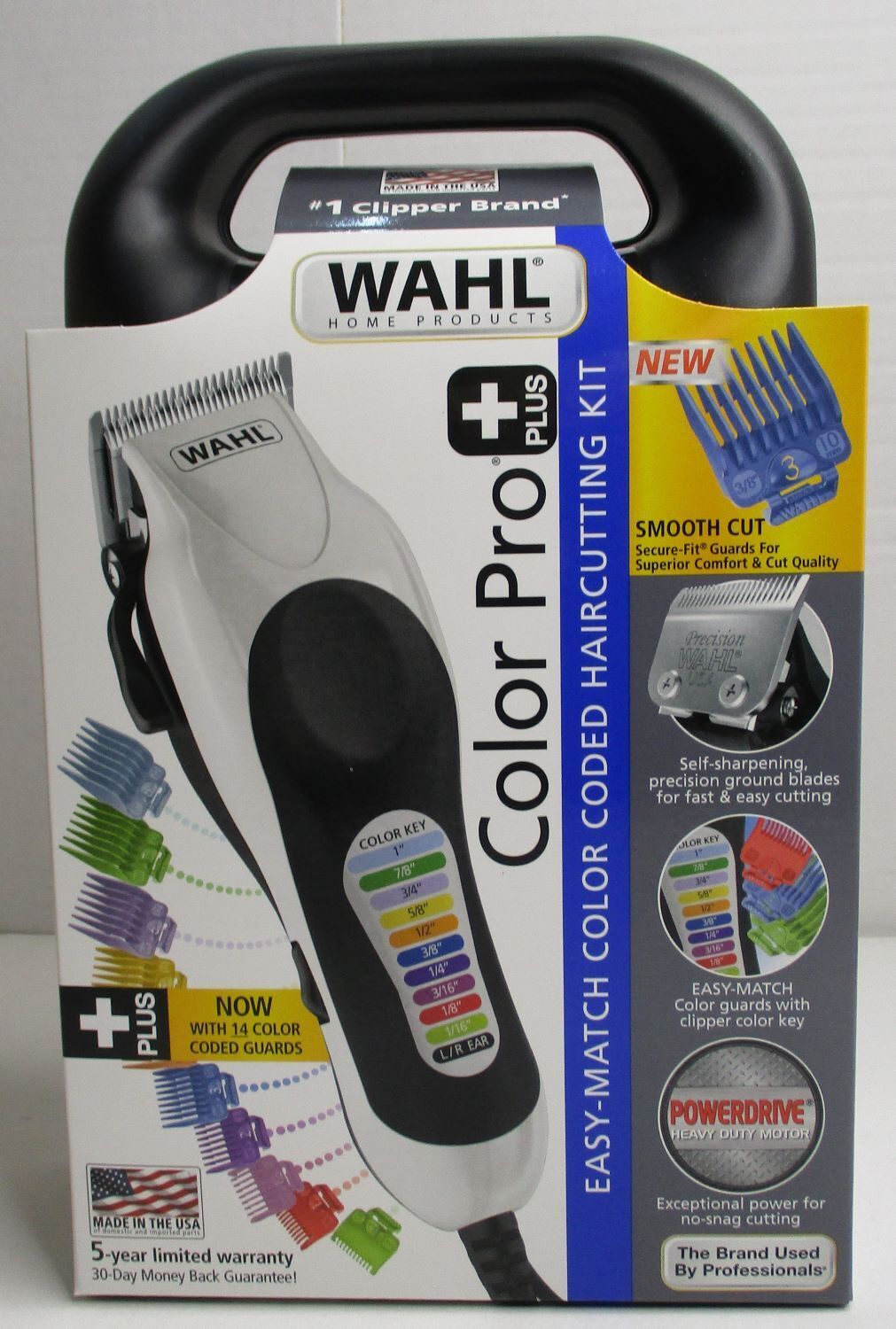 Wahl Color Pro Plus Clipper with Easy Color-Coded Guide Combs Haircutting Kit
