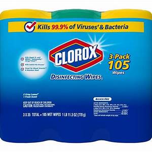 Clorox, Disinfecting Wipes - 105 Wipes (2 Crisp Lemon & 1 Fresh Scent Bottles)